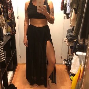 Long Black Mesh Skort LF